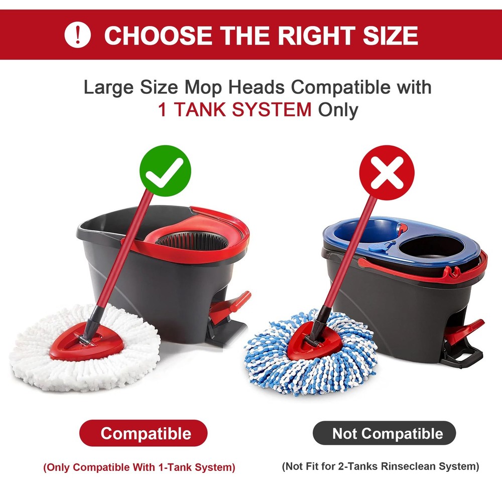 6 Pack Mop Replacement Heads for Spin Mop, Microfiber Spin Mop Refills, Easy ...
