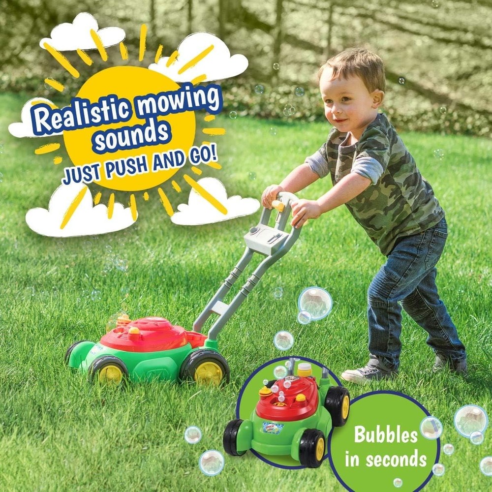 Maxx Bubbles Bubble-N-Go Mower, Includes 4oz Bubble Solution, Bubble Lawn Mower