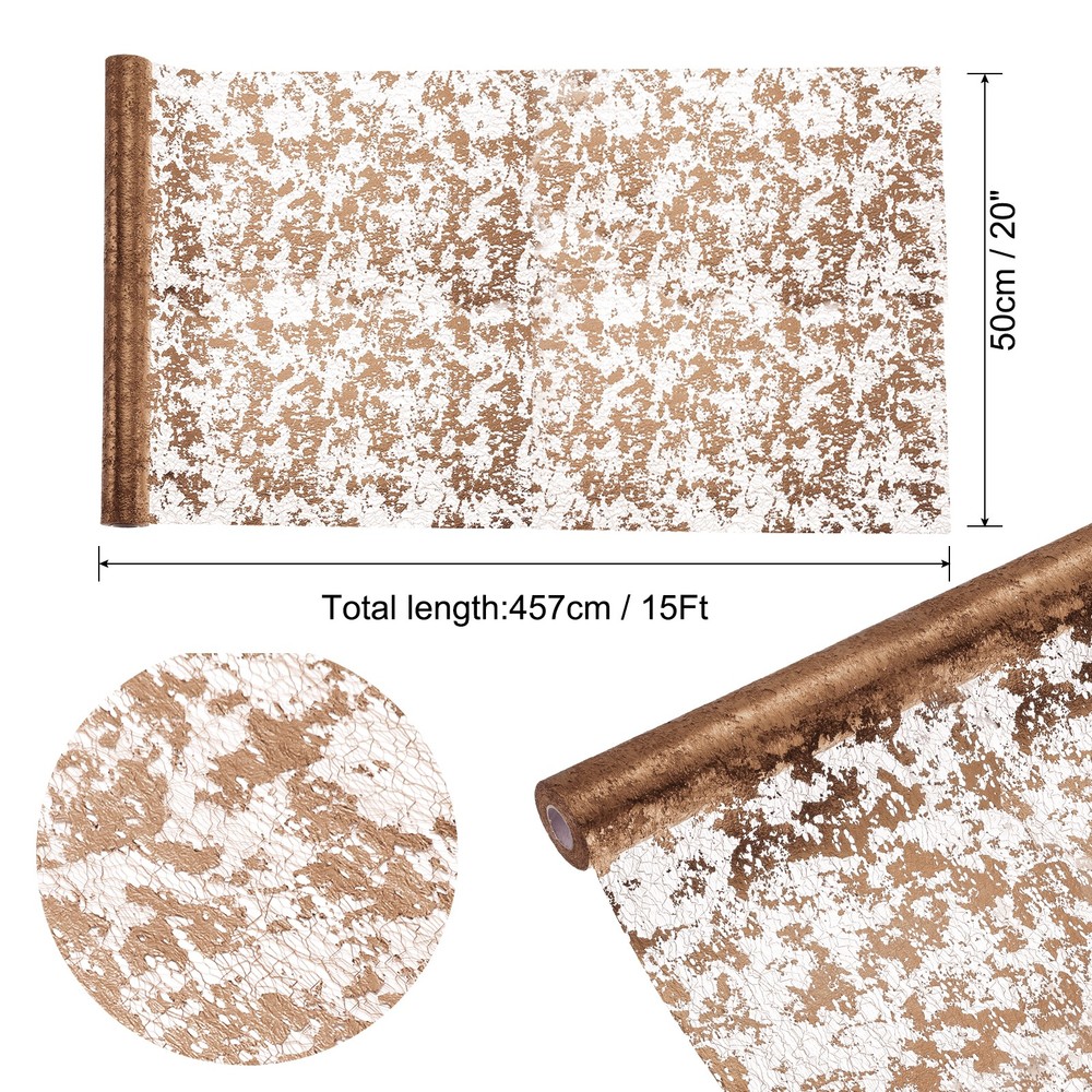 Rose Brown Table Runner Roll 20" x 15Ft Sequin Foil Metallic Mesh Table Runner