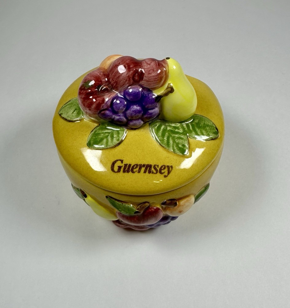 Guernsey Ceramic Sugar Bowl With Fruit Embellishment