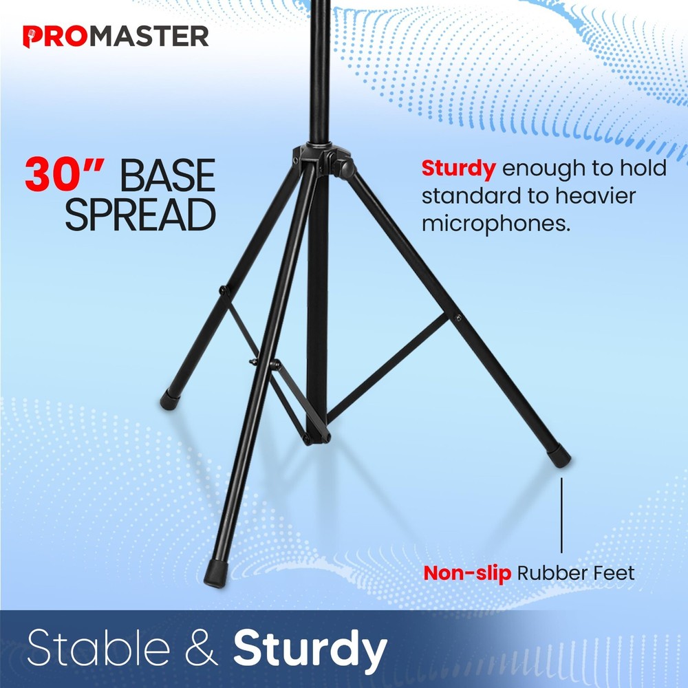 ProMaster Tripod Microphone Stand – Universal & Adjustable Professional Audio