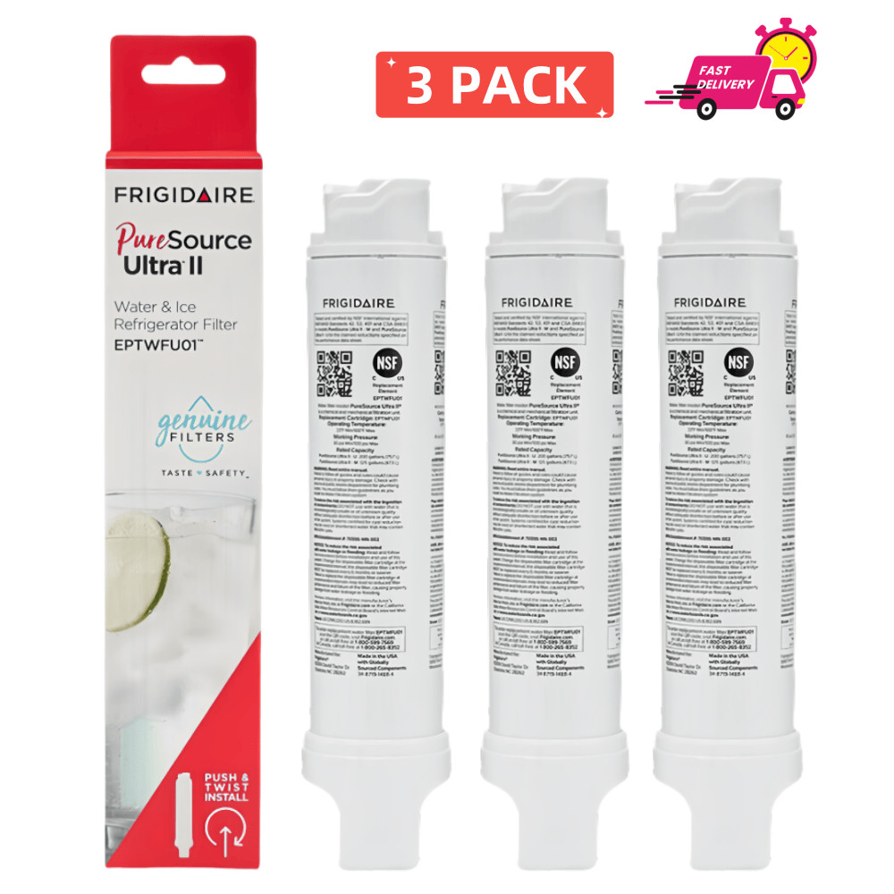 3 PACK NEW Frigidaire EPTWFU01 Pure Source Ultra II Refrigerator Water Filter