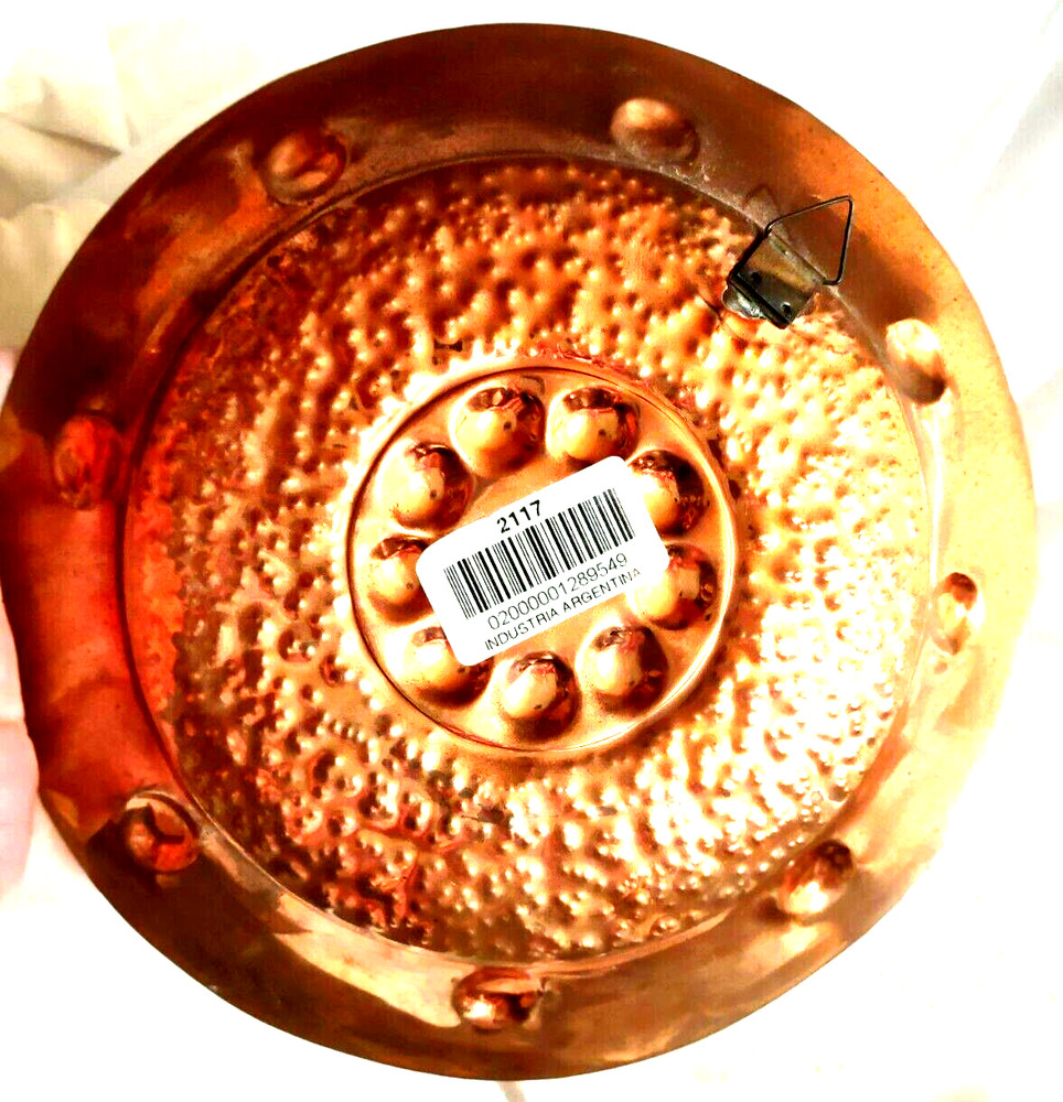 Solid Copper Copperware Plate Wall Hanging 7.25" Argentina Round Hammered