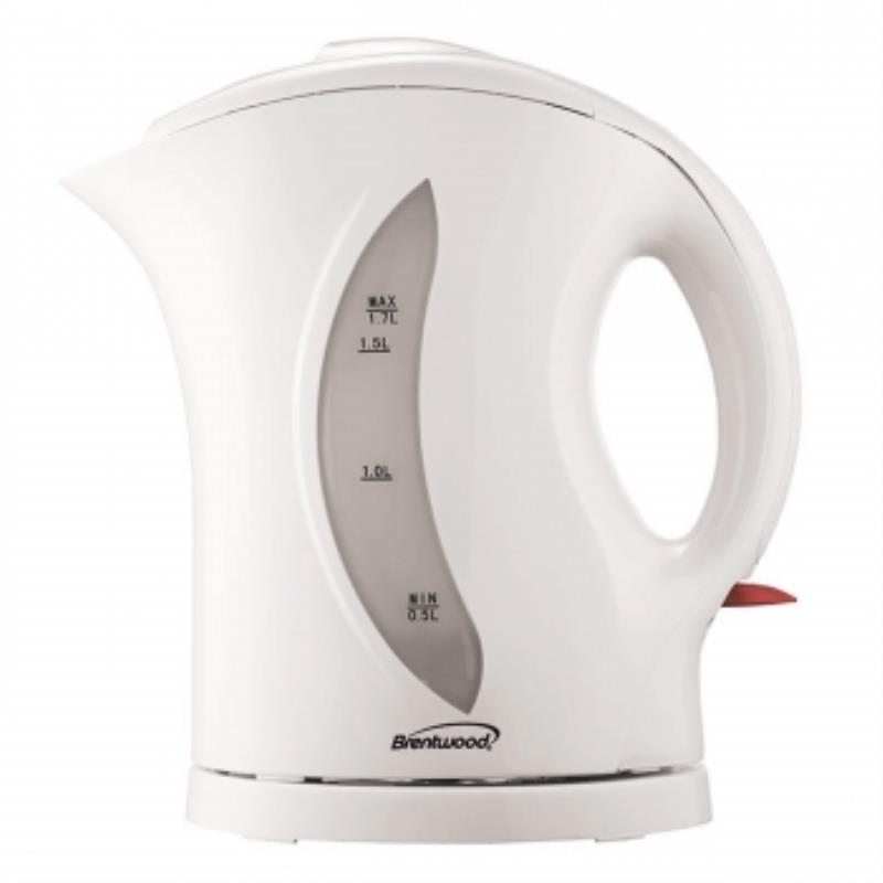 Brentwood 1.7 Liter Cordless Plastic Tea Kettle In White