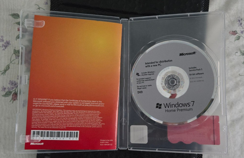 Microsoft Windows 7 Home Premium 64-Bit Software W/Product Key