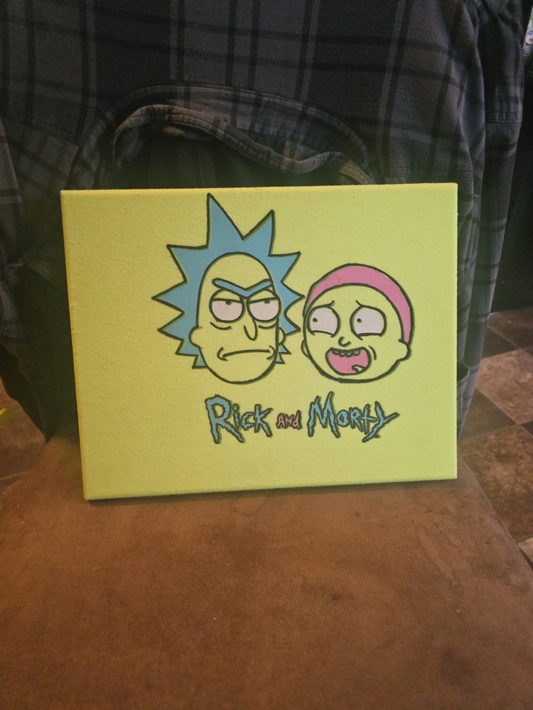 Rick and Morty Canvas Blacklight Art