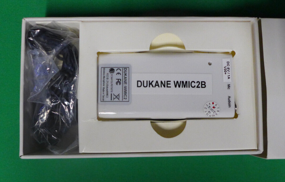 NEW DuKane Lapel Microphone Mini Transmitter w/AC Adapter WM1C2B