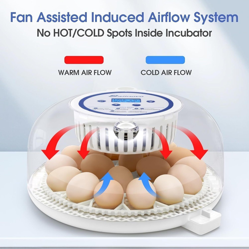 18 Egg Poultry Incubator for Hatching Eggs Chick Automatic Turning &Stop Display