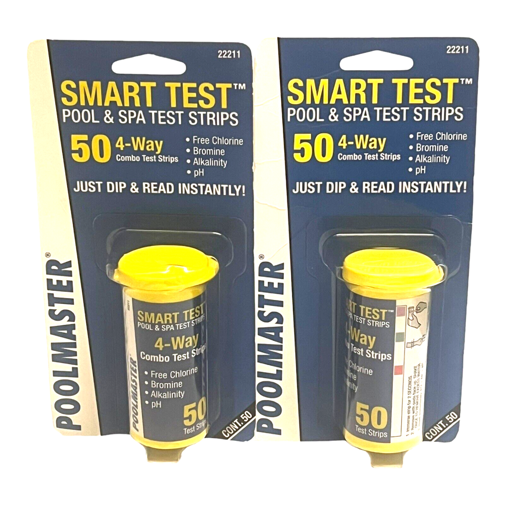 Poolmaster 22211 Smart Test 4-Way Pool and Spa Test Strips 2 PK- 50 Ct. each