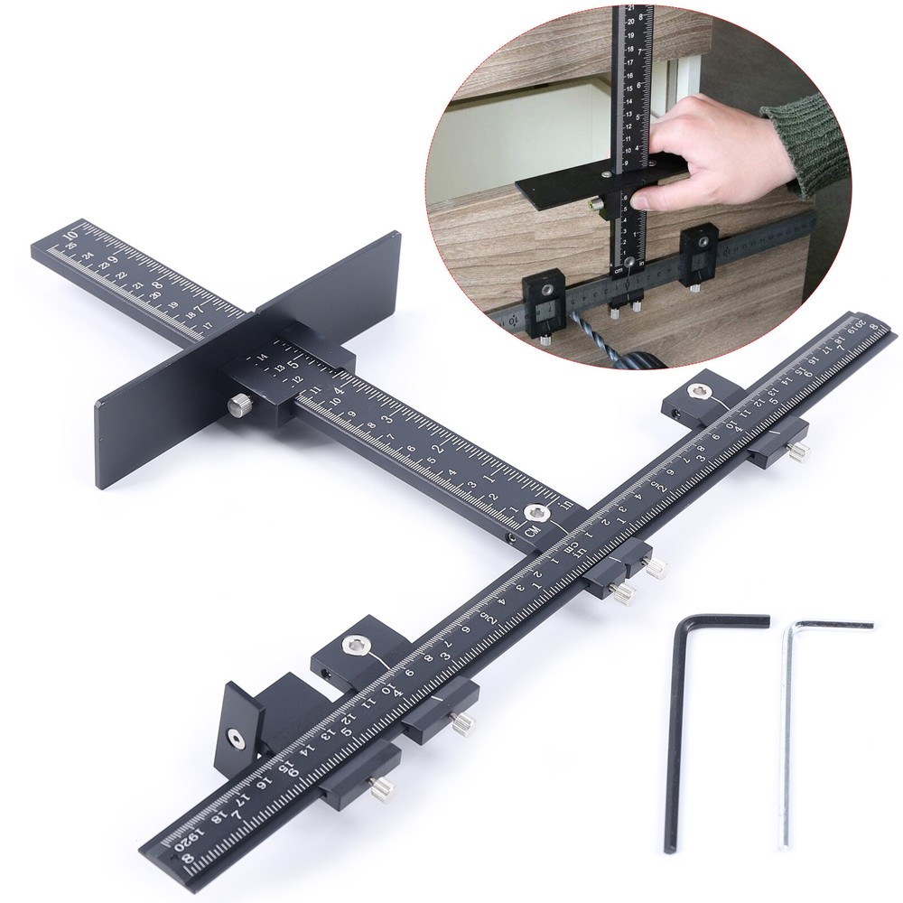 Adjustable Position Ruler Cabinet Hardware Installation Jig Woodworking Tools US