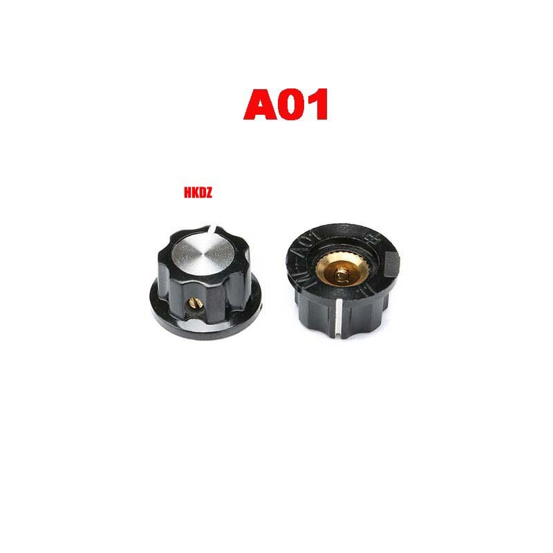 Black Control Knobs Bakelite with Aluminium Inlay Potentiometer Pot MF-A01~A05