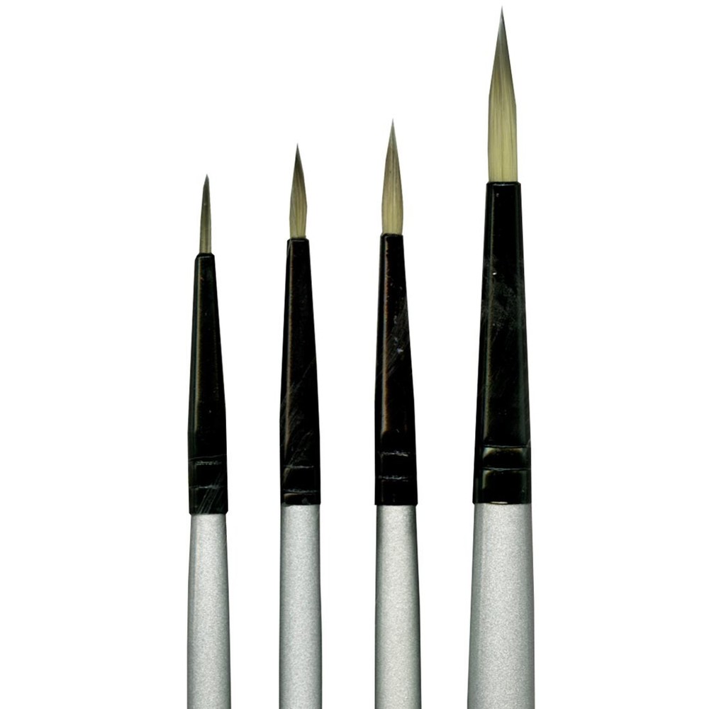 Dynasty Black Silver Short Handle Round Brush Set