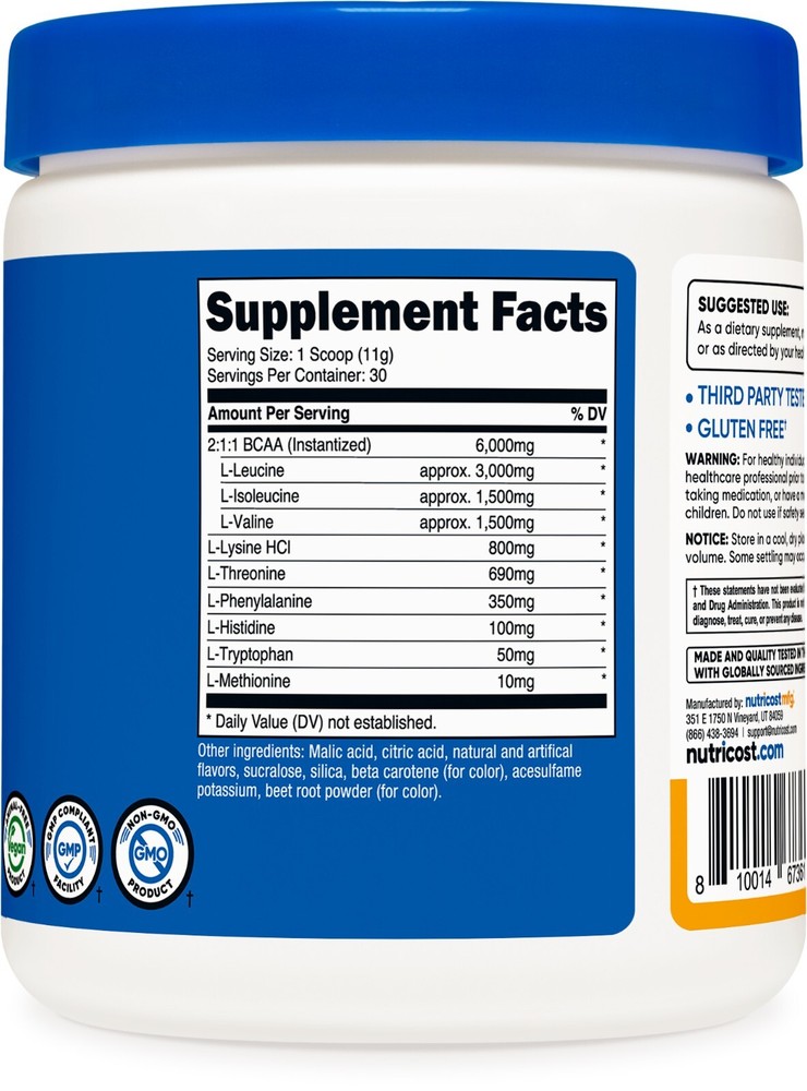 Nutricost EAA Powder 30 Servings (Peach Mango) - Essential Amino Acids