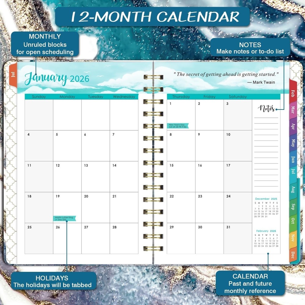 Durable 2026 Planner - Complete Weekly & Monthly Organizer with Extra Features