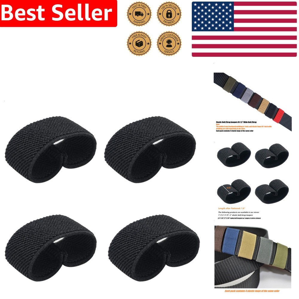 4 Elastic Strap Keepers Black for Tactical Belts Backpacks Holders