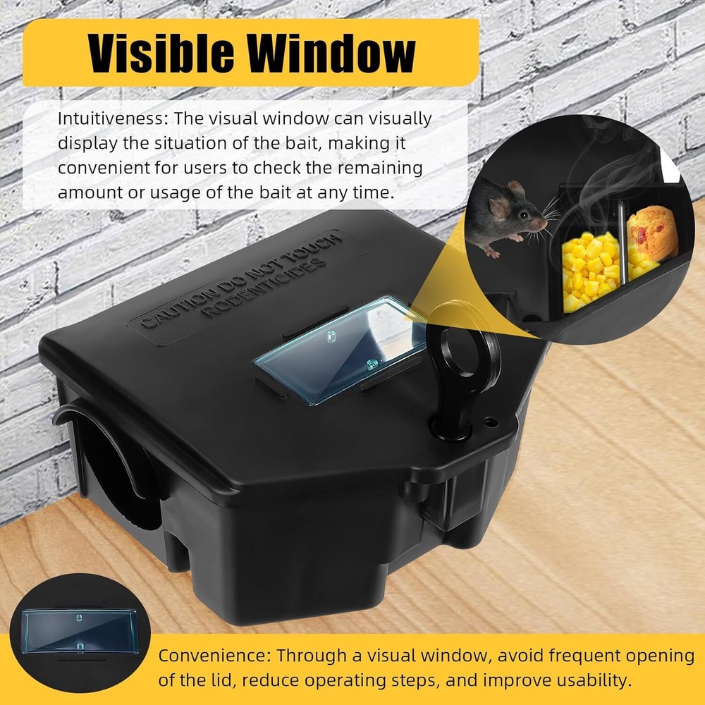 4 Medium Locking Rodent Bait Boxes w/ Key Mouse Rat Control Trap Station Indoor
