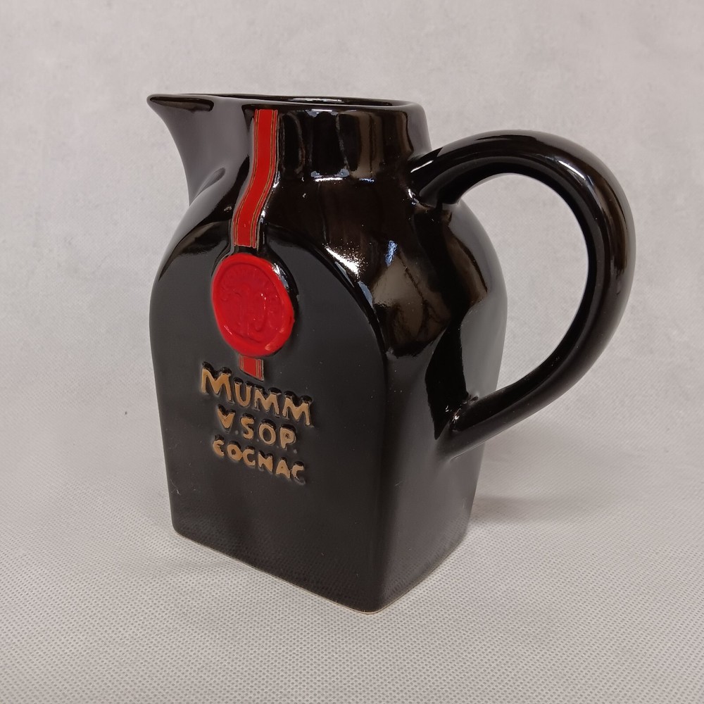 Advertising Mumm VSOP Cognac Water Pitcher Black Ceramic