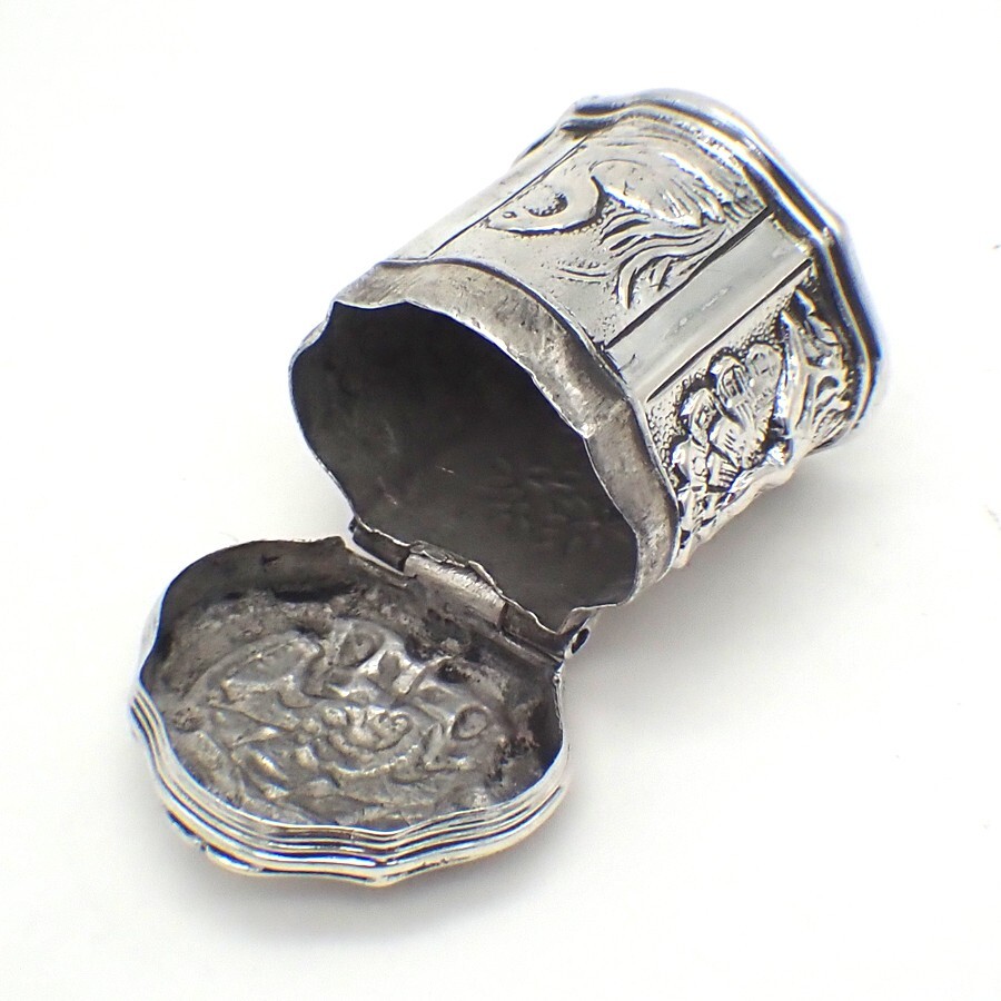 Antique Dutch Silver Peppermint Box Repousse Designs