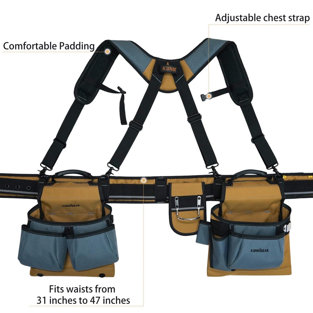 Carpenter Tool Belt with Suspenders Framer Suspension Tool Rig for Constructi...