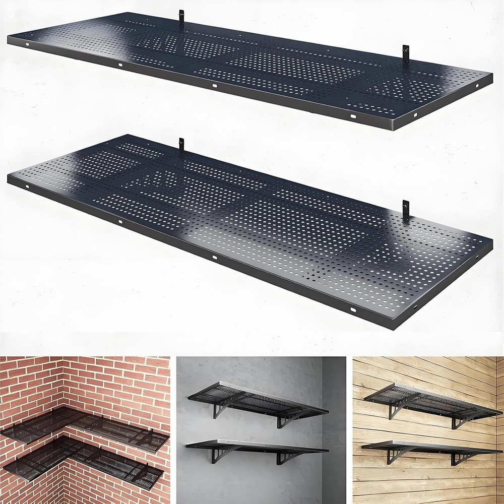 FIHUTED 2-Pack 40" x 20" HD Garage Wall Shelving 500 lbs Load Capacity