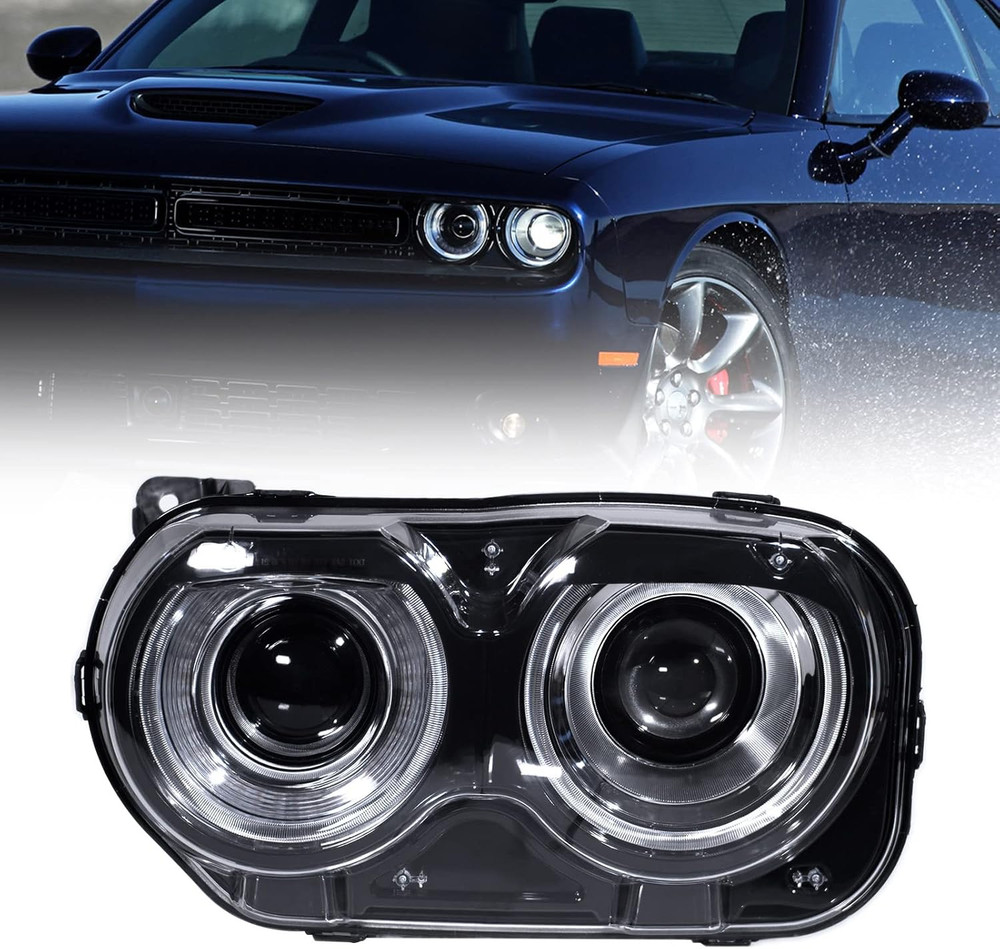 - for Dodge Challenger Headlight Assembly 2015 2016 2017 2018 2019 2020 2021 Bla