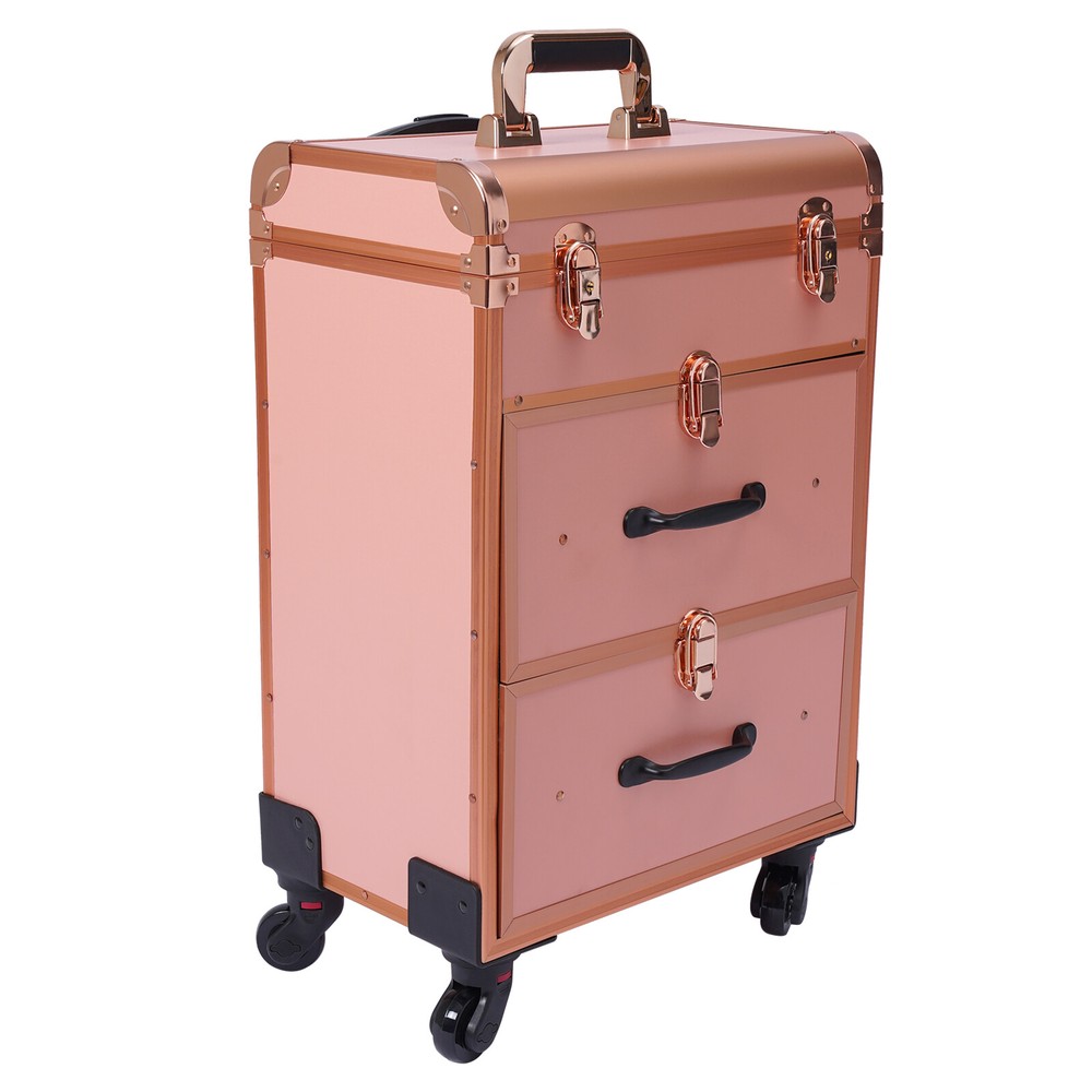 Rolling Makeup Train Case Organizer Movable Cosmetic Makeup Storage Trolley