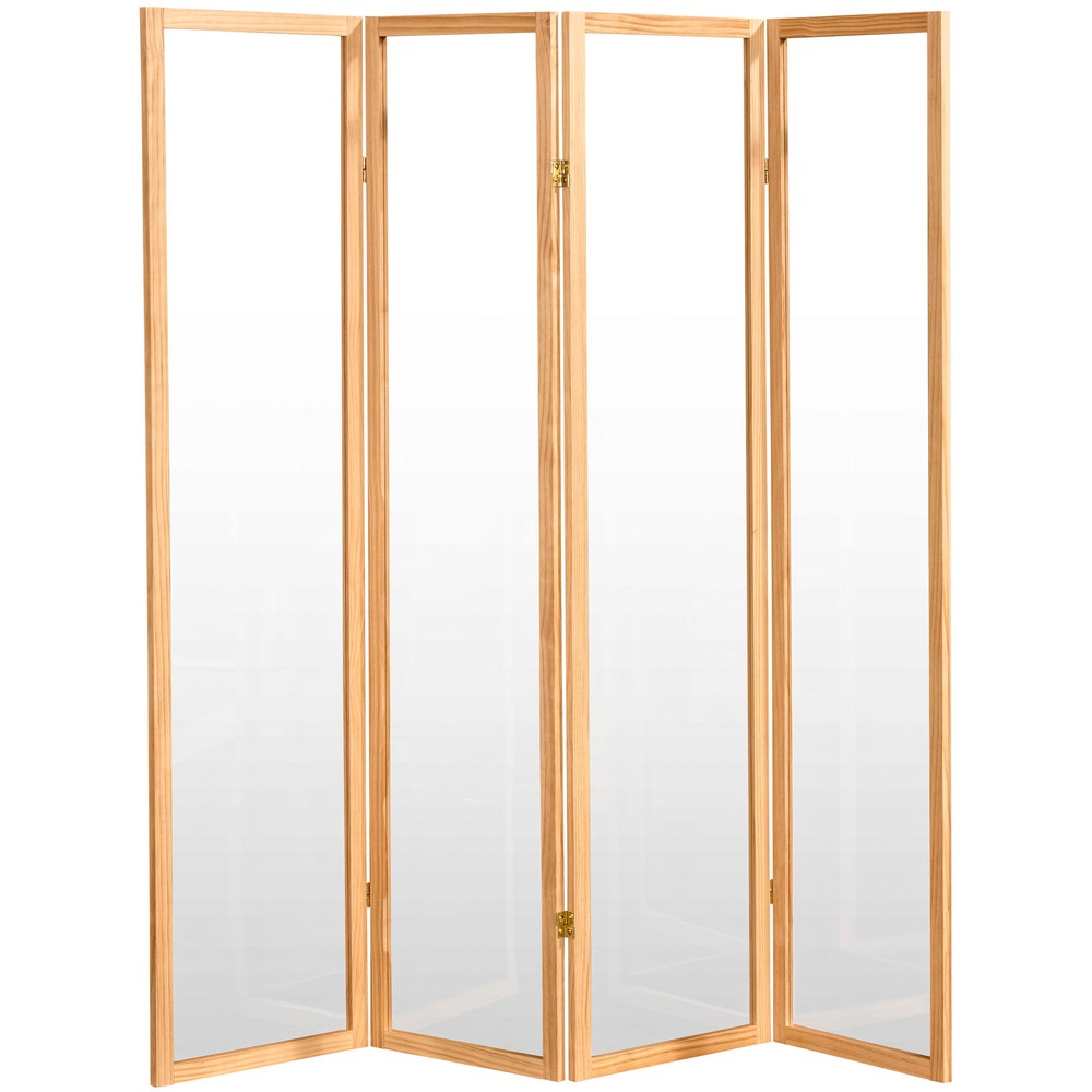 6 ft. Tall Clear Plastic Partition Natural 4 Panel