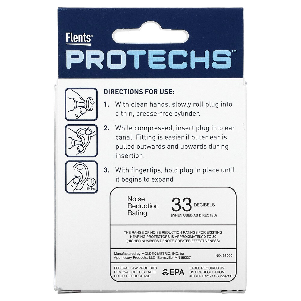Protechs, Quiet Time Foam Ear Plugs, 10 Pair + Case