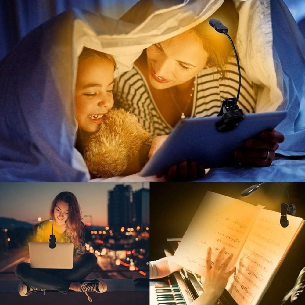 Amber Book Light, Rechargeable Blue Light Blocking Reading Light, Cli