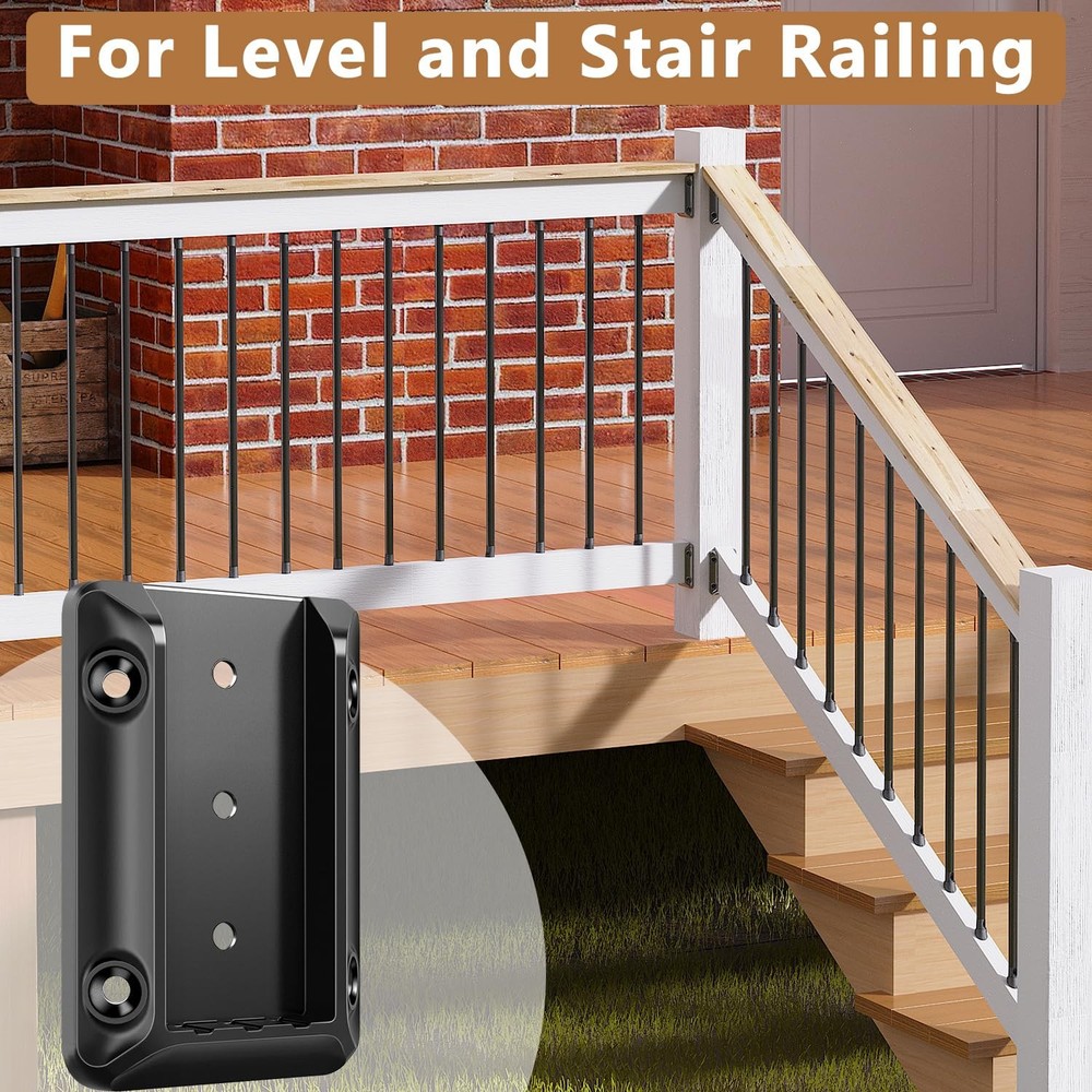 Deck Railing Brackets 20pcs Nylon Connectors 2x4 Black Set