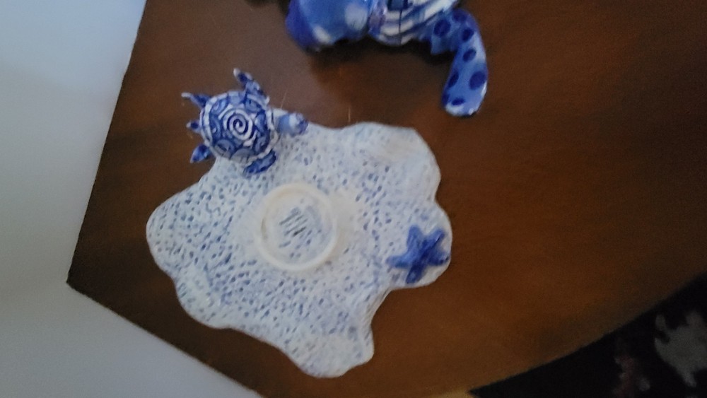Diane Artware Blue and White Turtle Tea Light Set Ceramic