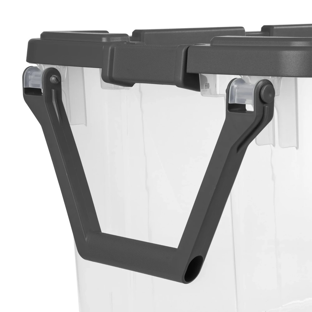 Sterilite 160 Quart Wheeled Stacker, Latch Lid and Pull Handle, Gray, 2 Count