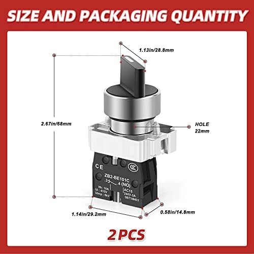2PCS 2-Position Selector Latching Switch 600V 10A