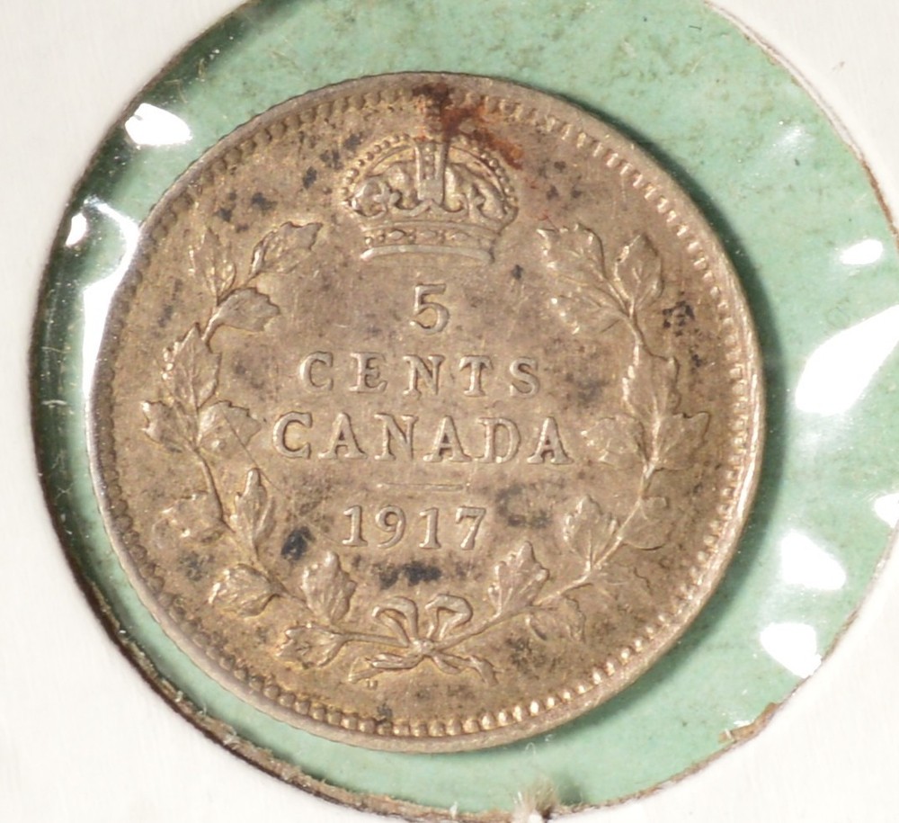 1917 - Canada Silver Five Cents - INV#C-91