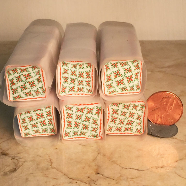 Country quilt patterned raw polymer clay cane, version 2