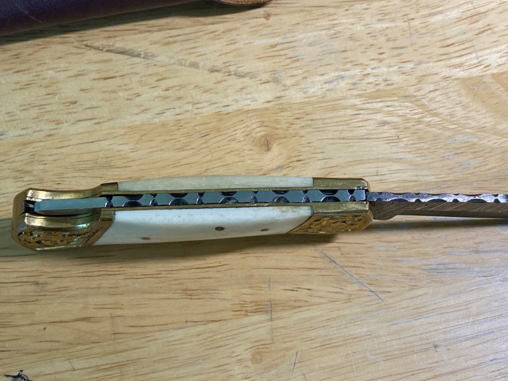 Damascus Steel Folding Pocket Knife - With Sheath