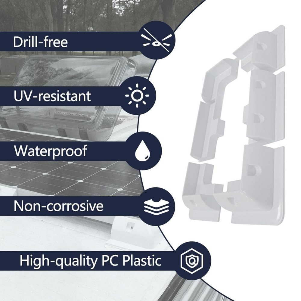 Solar Panel Mounting Brackets, PC Corner Bracket Solar Panel Roof Drill-Free ...