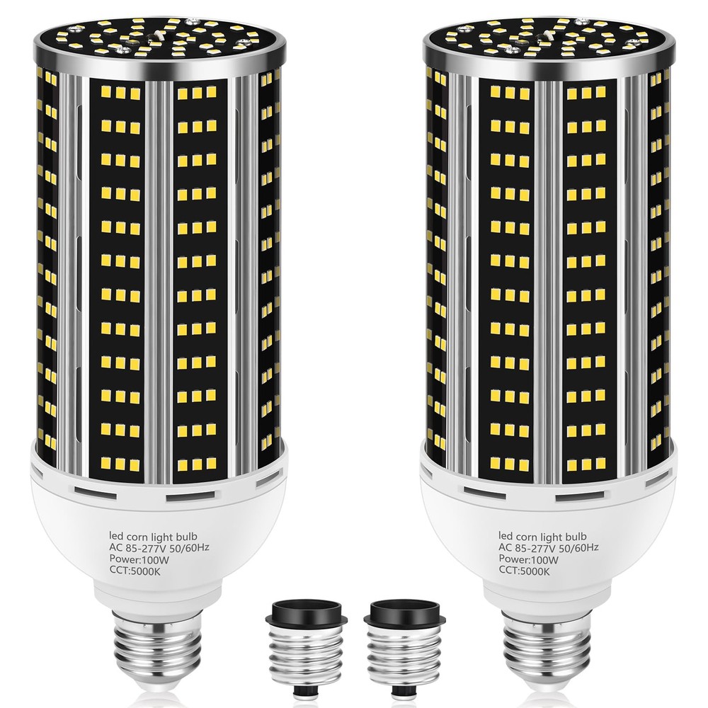 100W 2 pack LED Corn Light Bulb,(1000W Equivalent )Commercial Grade DayLight ...