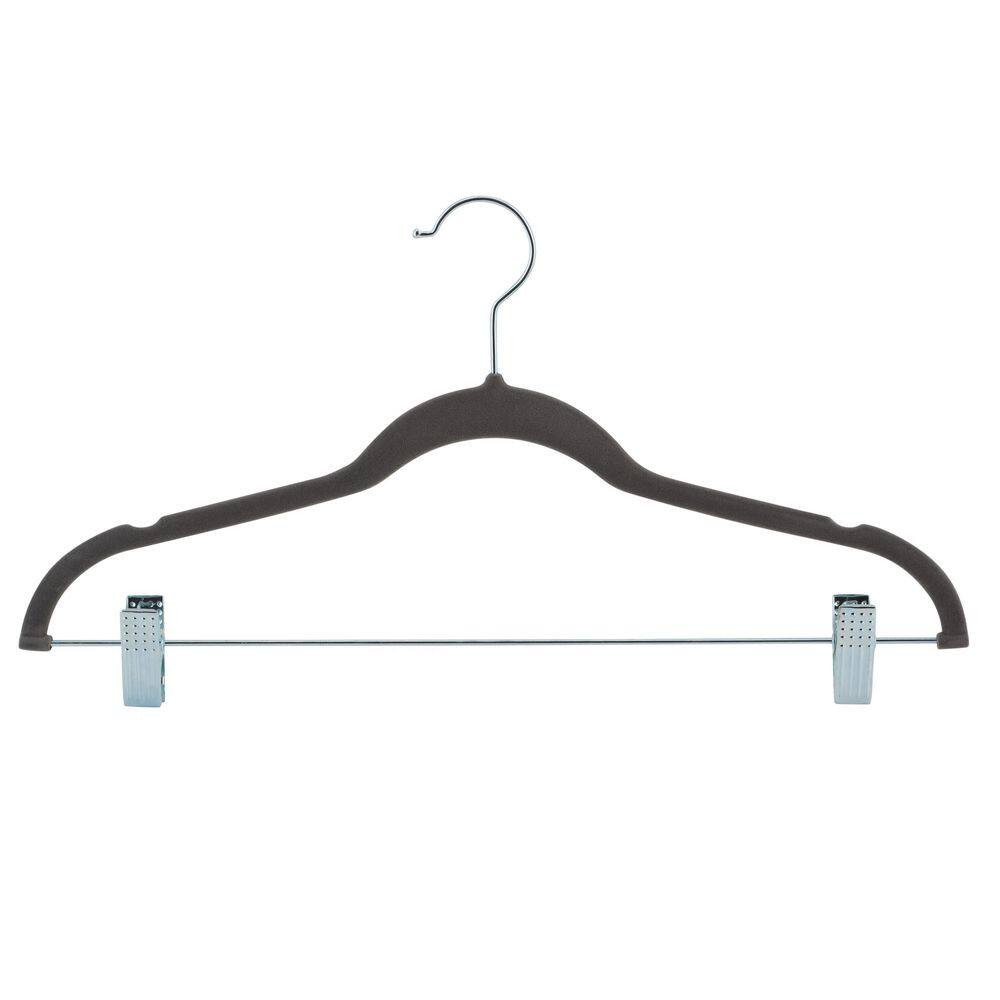 12 Pack Velvet Hangers with Clips in Grey