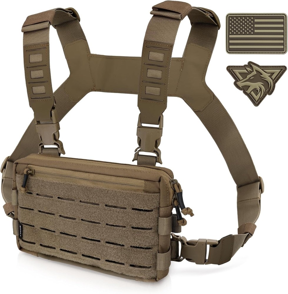 Coyote Brown Chest Rig Pack - Multiple Compartments
