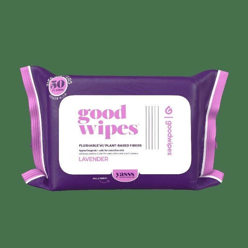 Flushable Butt White Wipes Lavender Scented Biodegradable 150 Count Soft Strong
