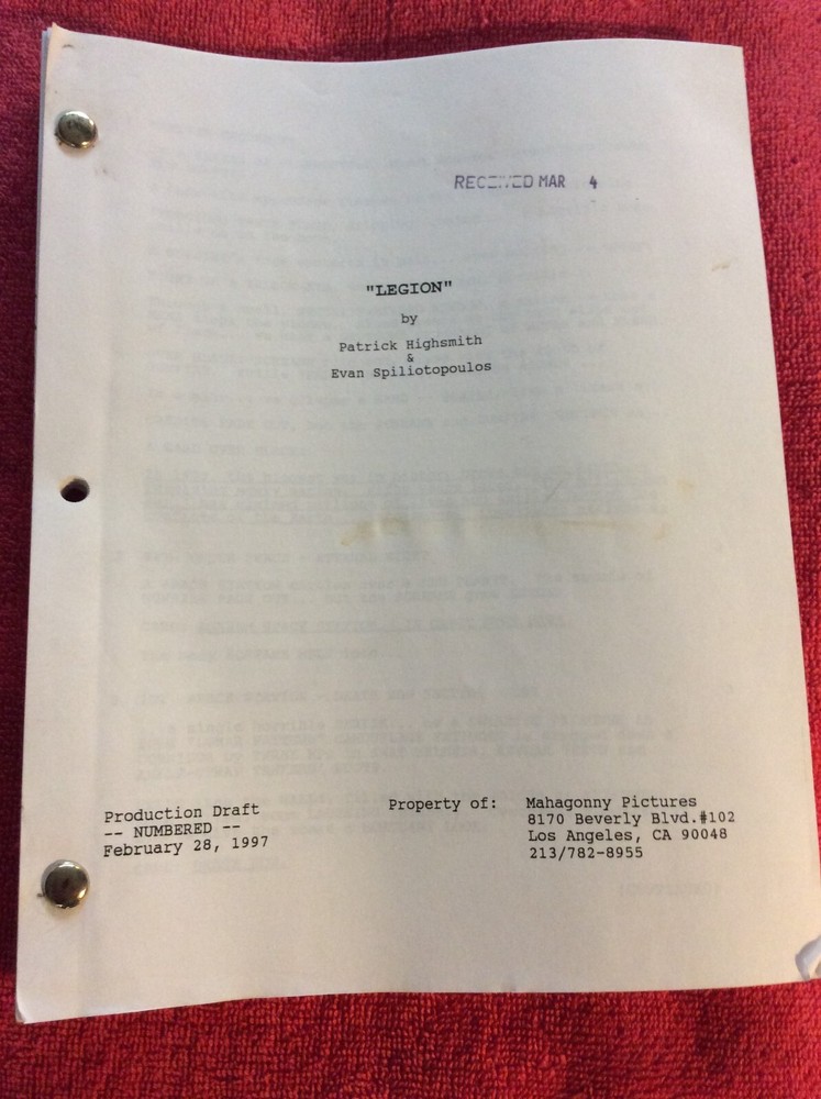 ORIGINAL SCRIPT LEGION PARKER STEVENSON COREY FELDMAN RICK SPRINGFIELD RARE