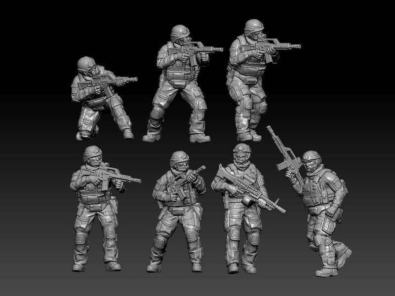 1/72 Modern Germany "Bundeswehr Offensive posture" 7 man model (3D printed)