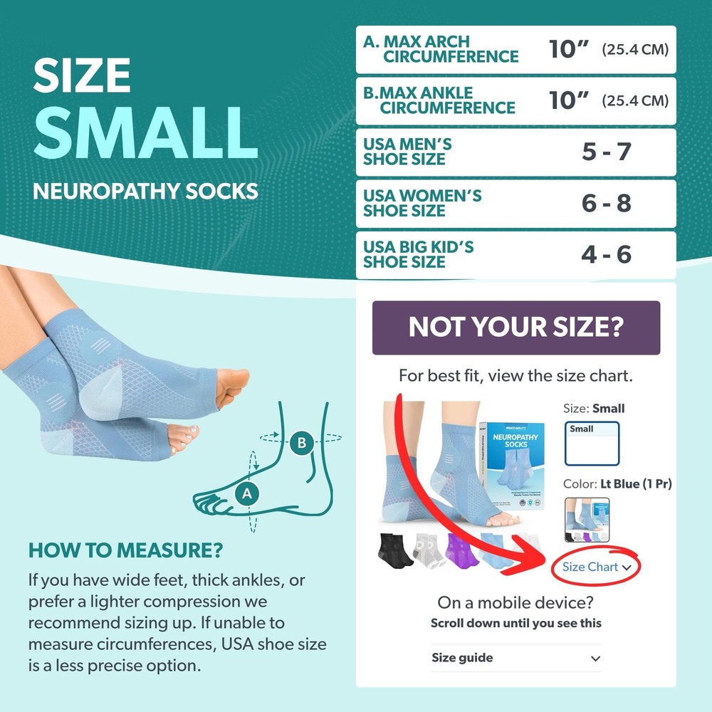 BraceAbility Neuropathy Socks (Pair) - Peripheral Neuritis Compression Diabetic