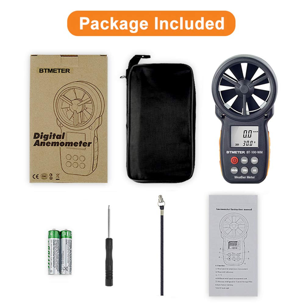 BTMETER Digital Anemometer Barometer Handheld, for Wind Speed Temperature Wind C