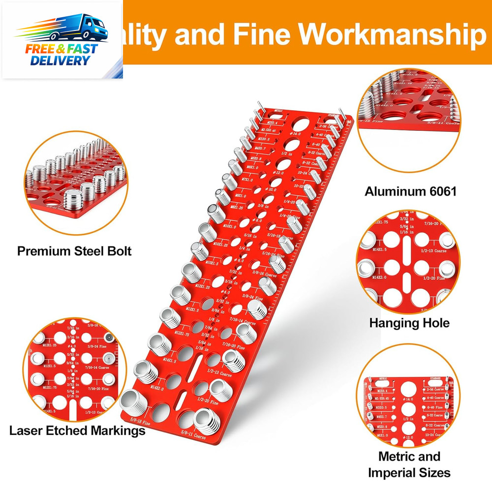 Thread Checker - 55 Nut & Bolt Thread Checker, Bolt Size and Thread Gauge 19 Sta