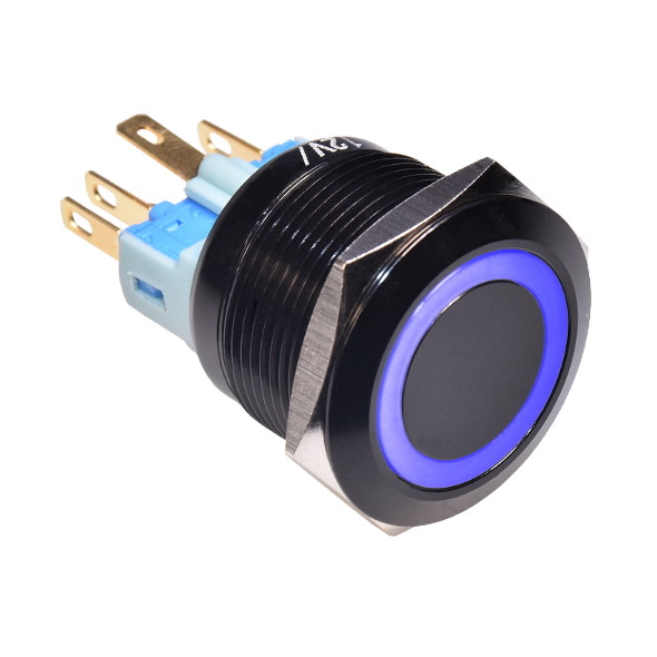 Push button push button diameter ø22mm LED ring illuminated 12V black