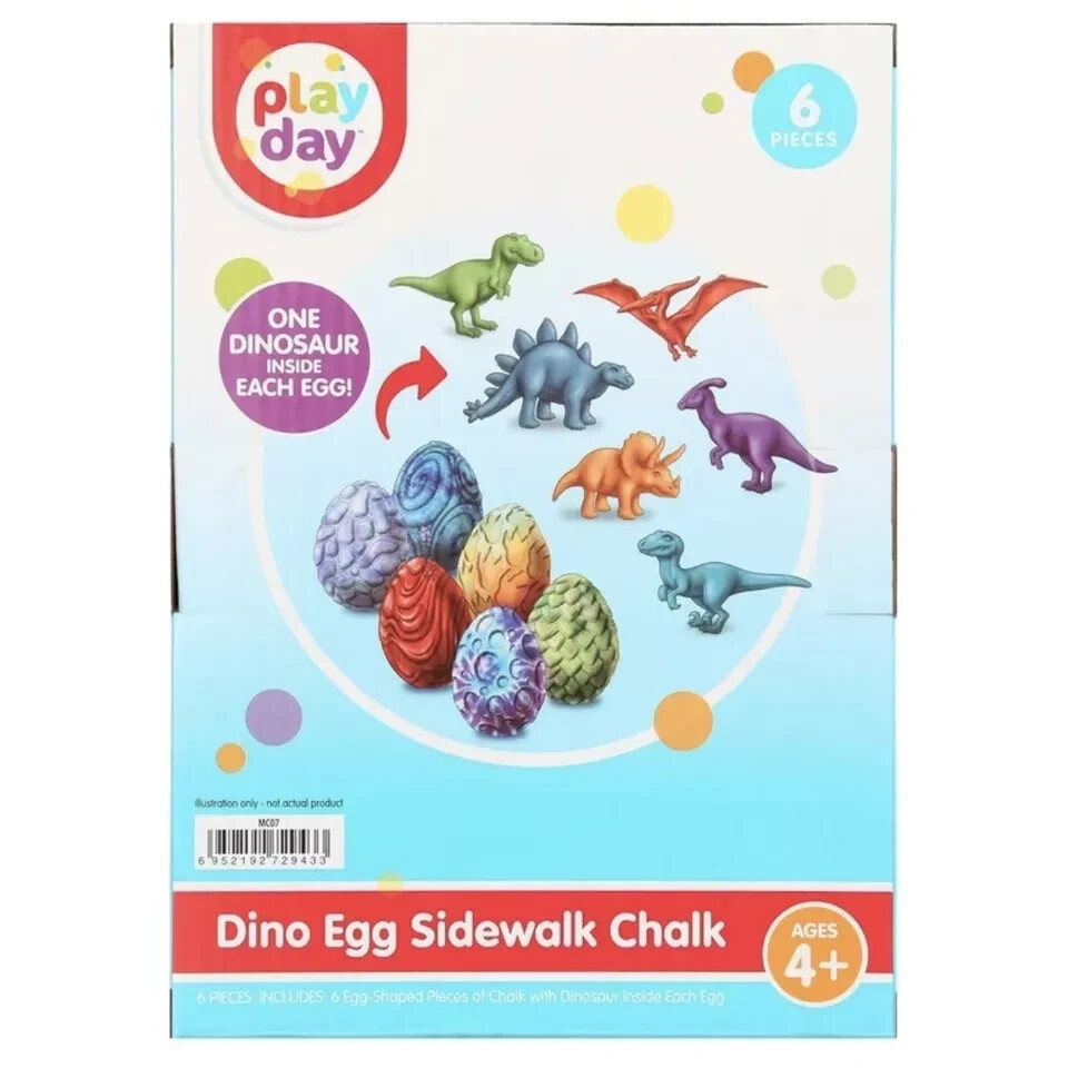 Dino Eggs Sidewalk 3D Chalk Set with One Dinosaur Inside Each Egg 2.5” Eggs