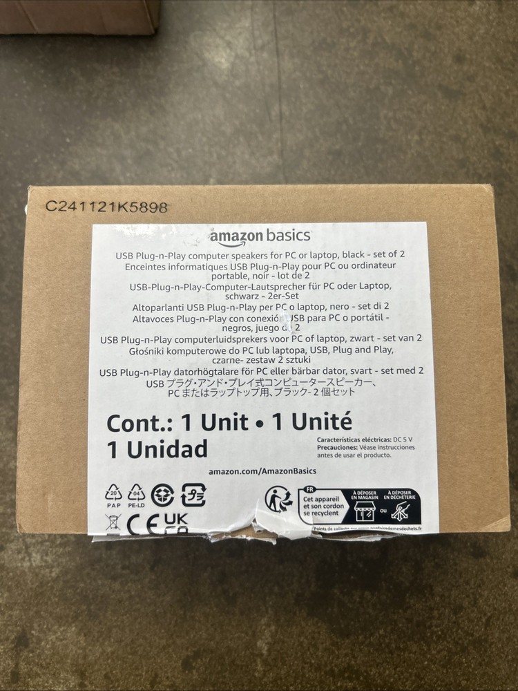 Amazon Basics USB Powered PC Speakers V620 Black Computer Desktop Audio