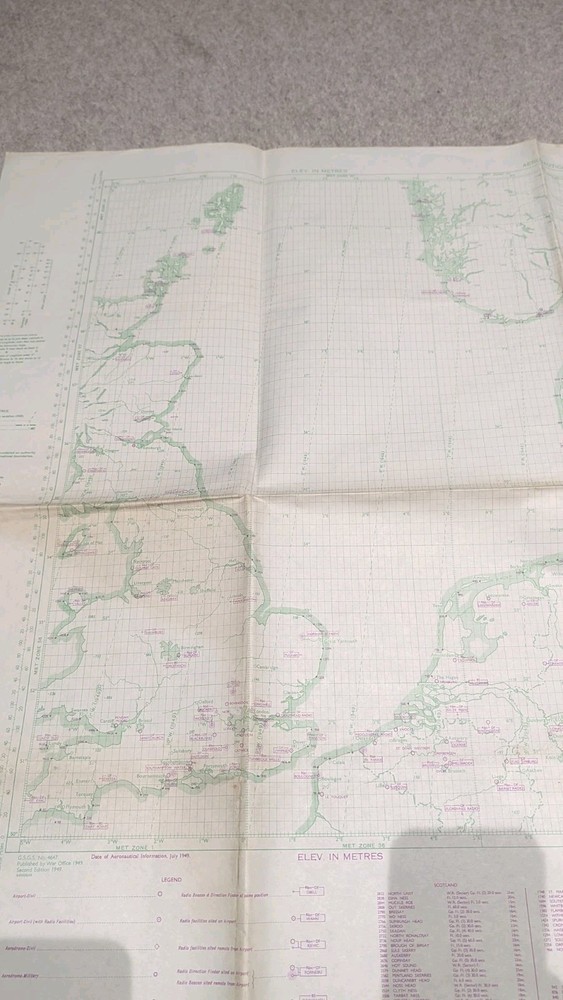 Original War Office Plotting map London-CRACOW-HELSINKI 1949